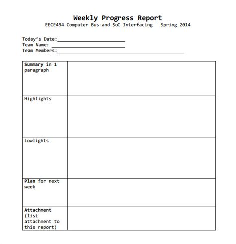 13 Sample Weekly Progress Reports Sample Templates