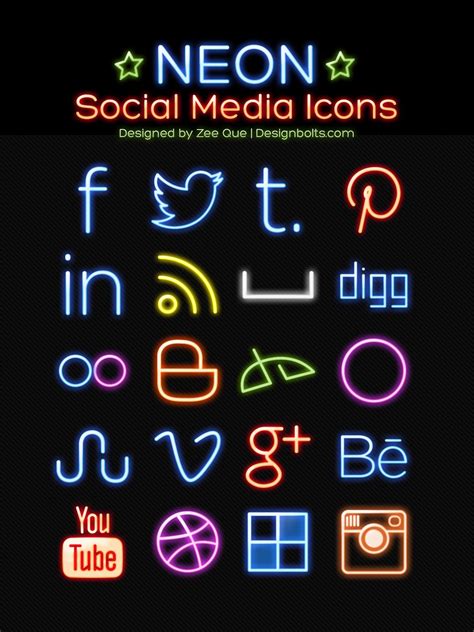 Neon Free Social Media Icons 2014 Designbolts