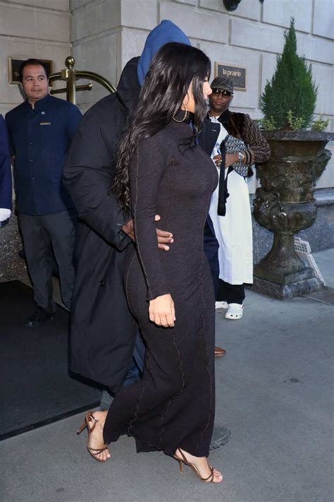 Kim Kardashian Dons A Black Form Fitting Dress As She And Kanye West Heads For The New York Time