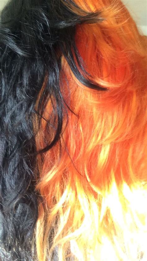 Half Black Half Orange Hair Hair Color Orange Split Dyed Hair Split