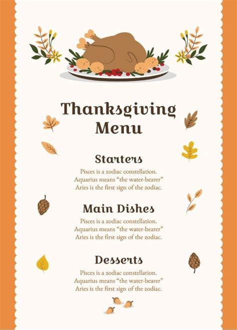 Free Retro Thanksgiving Dinner Menu Template To Edit