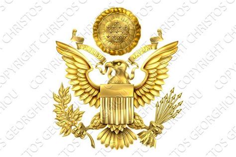 Gold Great Seal Of The United States American Flag Shield Graphic