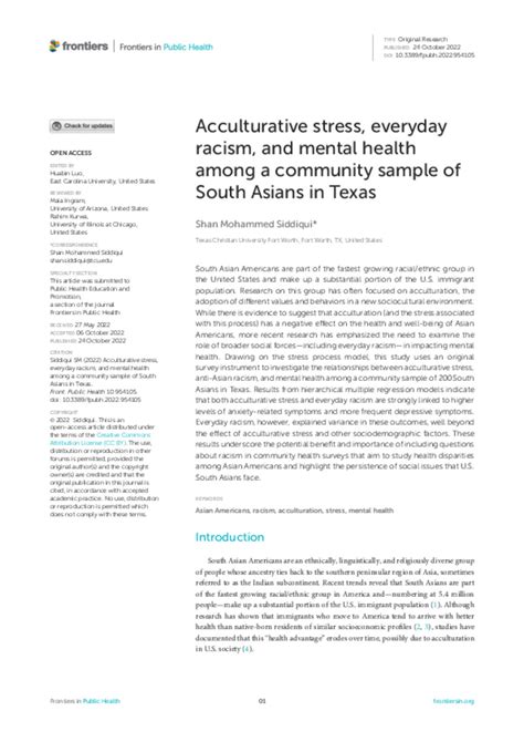 Acculturative Stress Everyday Racism And Mental Health Among A