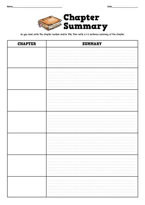 Free Printable Chapter Summary Template You Will Also Find A Summary