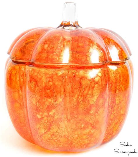 Alcohol Ink Paint on Glass Pumpkins for Autumn and Fall Home Decor