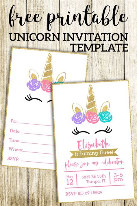 Free Printable Unicorn Invitations Template Paper Trail Design