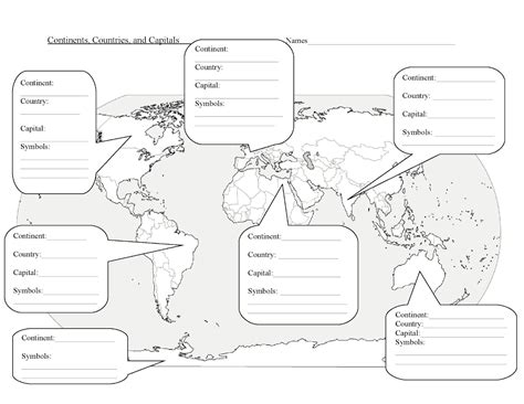 world map printable worksheet printableecom