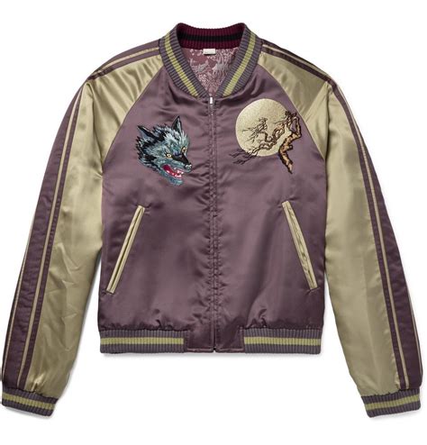 Gucci Reversible Appliquéd Satin Jacquard Bomber Jacket Men