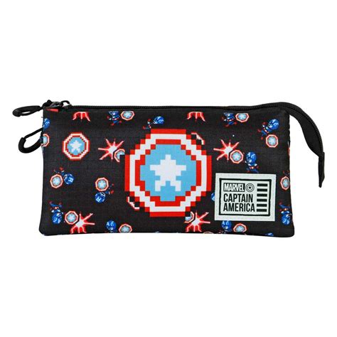 Eco Triple Pencil Case Captain America Captain Pixel Online Karactermania