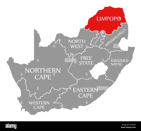 Limpopo Red Highlighted In Map Of South Africa Stock Photo Alamy