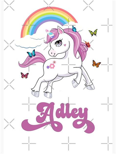A For Adley Adley Rainbow Unicorn Poster By Dinudi Redbubble