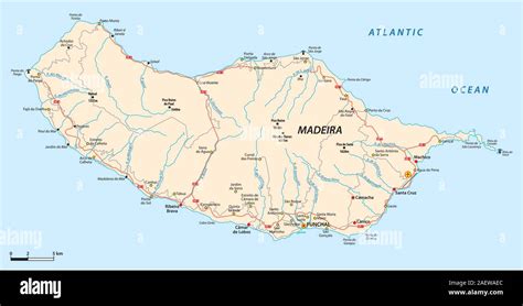 Road Map Of The Portuguese Island Of Madeira Stock Vector Image And Art