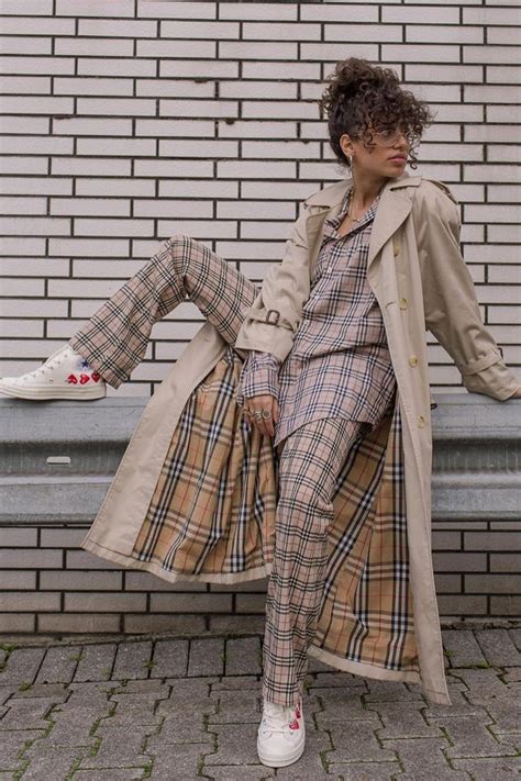 Burberry Vintage Check A Plaid Shirt Trousers And Trench Coat With