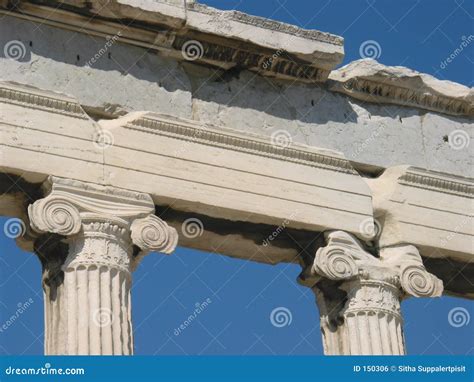 Colonne Ioniche Da Erechtheion Atene Grecia Fotografia Stock