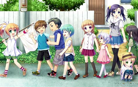 Wallpaper Children The Game Anime Art Walk Sora No Mukou De
