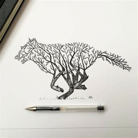 Trees Grow Into Majestic Animals In Pen And Ink Illustrations By Alfred