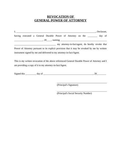 Revocation Of General Durable Power Of Attorney Ohio Form Fill Out And Sign Printable PDF
