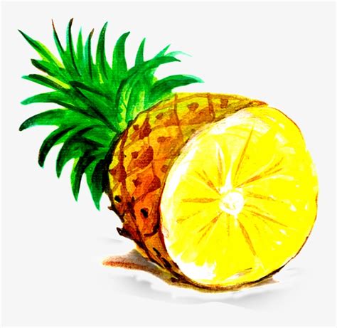 Pineapple Cartoon Transparent Top Of Pineapple Cut On Basketweave