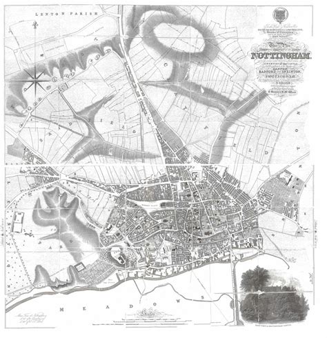 Beautiful Detailed Map Of Nottingham As It Looked In 1831 By Staveley