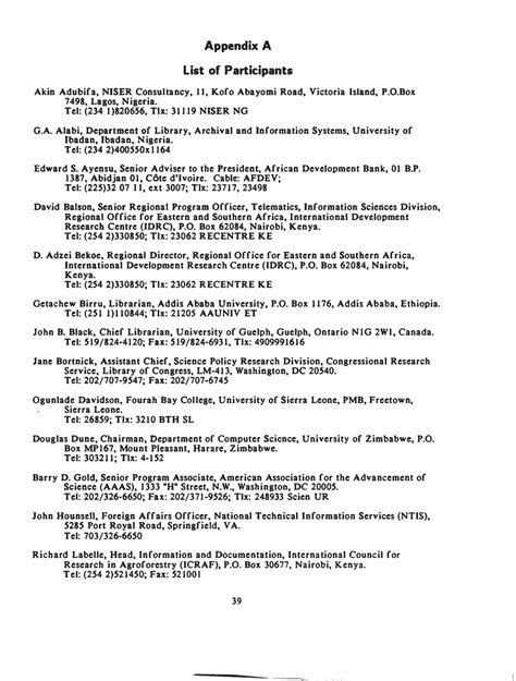 The order they are presented in is dictated by the order they are mentioned in the. Appendix A: List of participants | Science and Technology ...