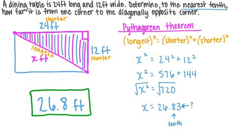 Question Video Finding The Diagonal Length Of A Rectangle Using The