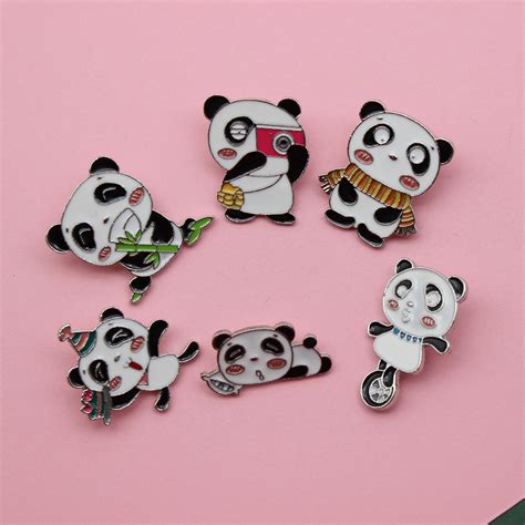 6 Style Panda Enamel Brooch First Class Protected Animals In China
