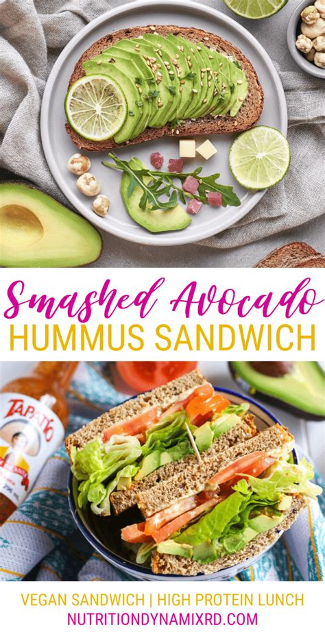 Smashed Avocado Hummus Sandwich