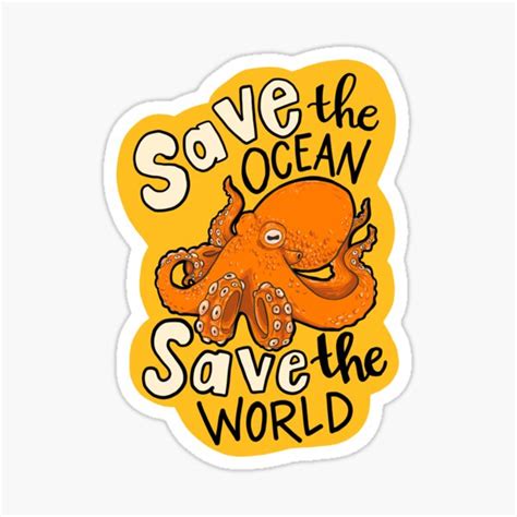 Save The Ocean Octopus V2 Sticker By Mmindlin Redbubble