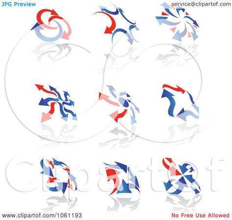 Digital Collage Of Red And Blue Arrow Icon Logos Royalty Free Vector