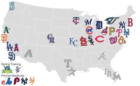 Map Of Major League Baseball Teams Mlb Stadiums Baseball Stadium Major League Baseball Logo