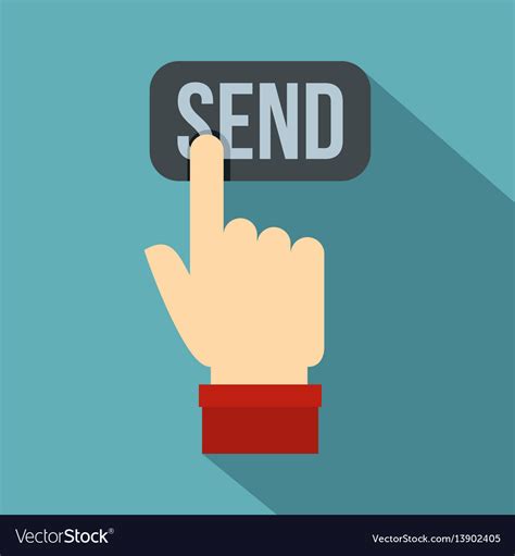 Send Button And Hand Icon Flat Style Royalty Free Vector