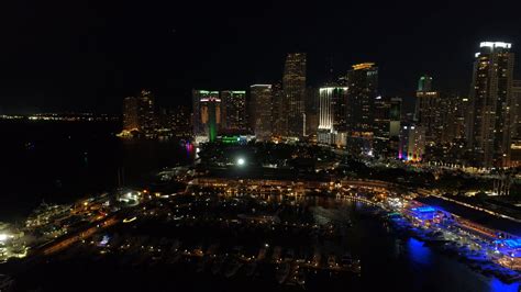 Aerial Drone Downtown Miami Night Footage Stock Footagedowntownmiami