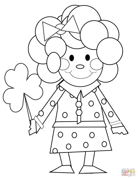 Cartoon Girl With Shamrock Coloring Page Free Printable