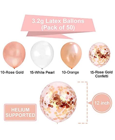 Rose Gold Confetti Latex Balloons 50 Pack 12 Inch White Helium