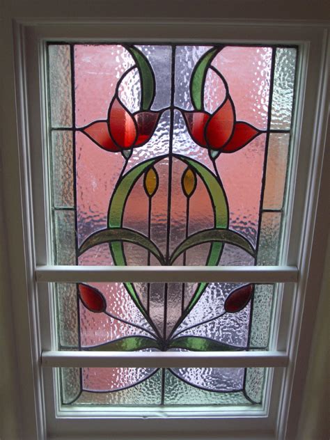 Restored Art Nouveau Window On Staircase Stained Glass Designs Stained Glass Flowers Stained