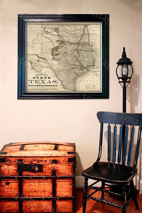 Old Map Of Texas 1876 Vintage Historical Wall Map Antique Restoration
