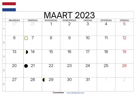 Kalender Maart 2023 Nederland Zum Ausdrucken