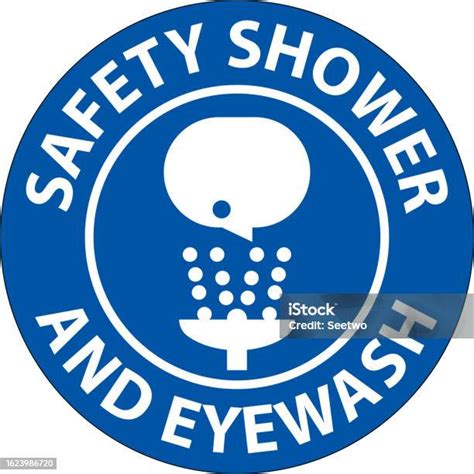 Tanda Lantai Safety Shower Dan Pencuci Mata Ilustrasi Stok Unduh
