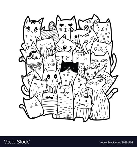 Cute Cats Doodle Style Royalty Free Vector Image