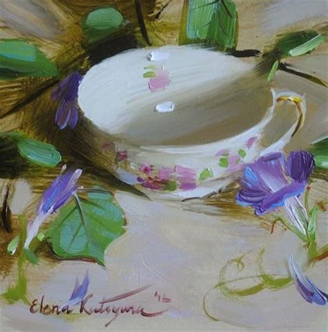 September Teacup Original Fine Art For Sale Elena Katsyura