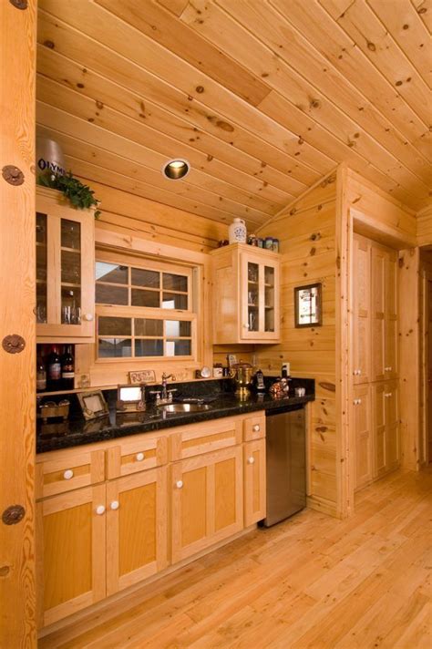Decoration Appealing Knotty Pine Log Cabin Interior Paneling Using