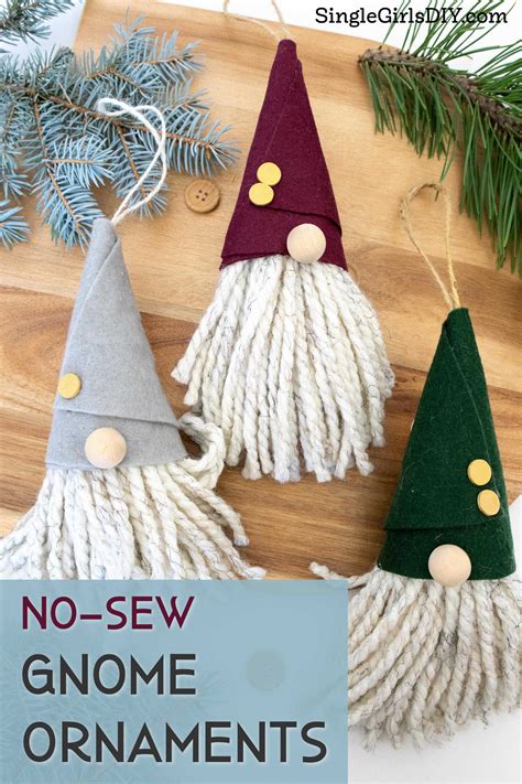 Diy No Sew Gnome Ornaments Xmas Crafts Christmas Ornament Crafts