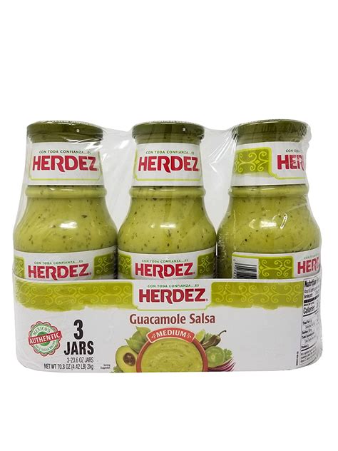 Herdez Guacamole Salsa Medium 3 Jars Net 442 Lb