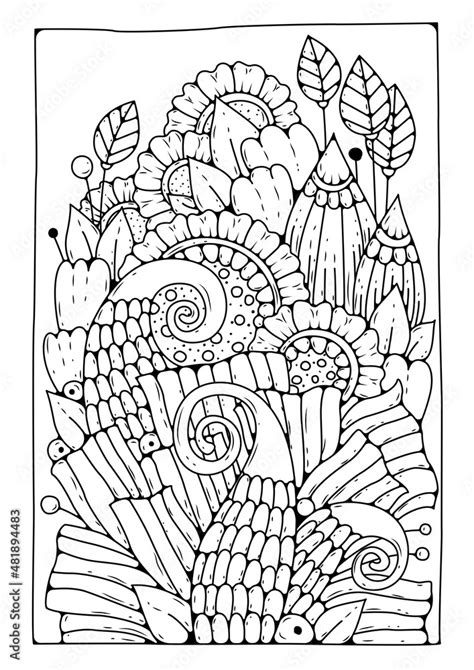 Flower Coloring Page Magic Garden Art Therapy Background With