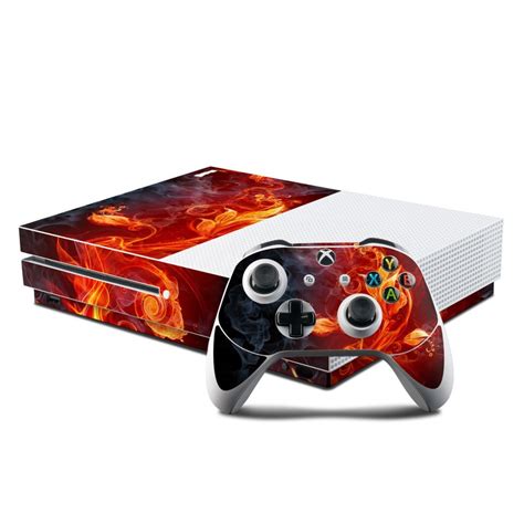 Microsoft Xbox One S Console And Controller Kit Skin Flower Of Fire