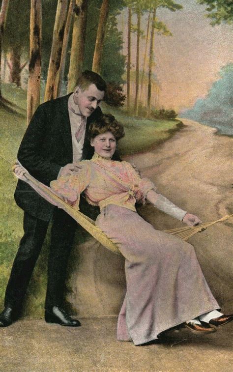 Vintage Postcard 1910s Woman And Man Together On Hammock In Love Asia