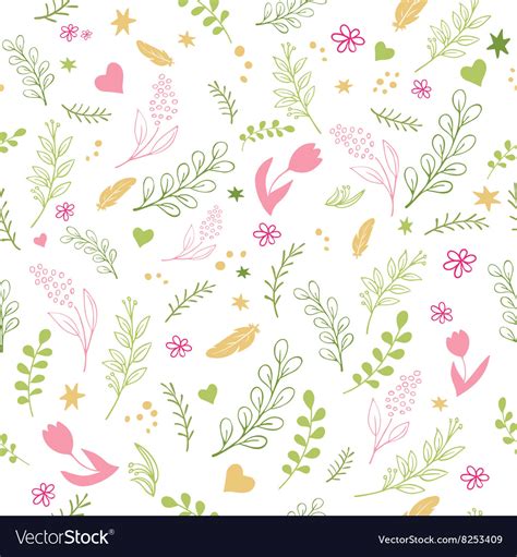 Spring Seamless Pattern With Colored Flowers Vector Image