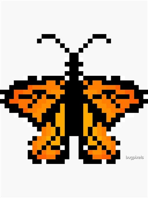 Monarch Butterfly Pixel Design Sticker For Sale By Bugpixels Redbubble