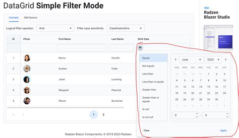 Datagrid Simplified Filter For Dates Radzen Blazor Studio Radzen