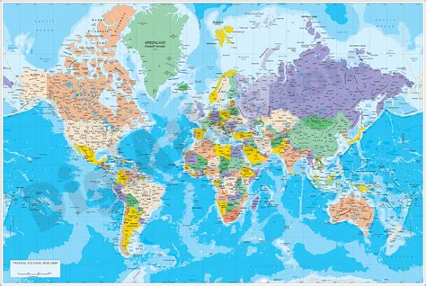 Physical Political Din A3 Worldmap